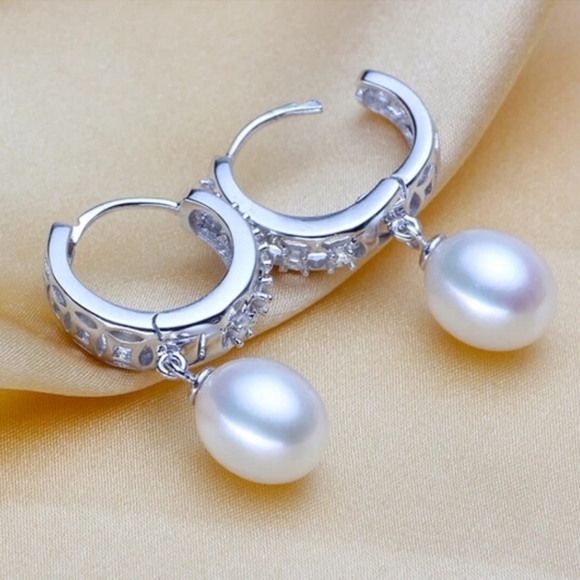 925 sterling silver and freshwater pearl earrings - Picture 4 of 6